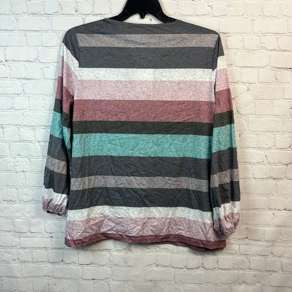 BloomChic Striped Crisscross Lantern Sleeve Top Plus Size 1X - Picture 5 of 5